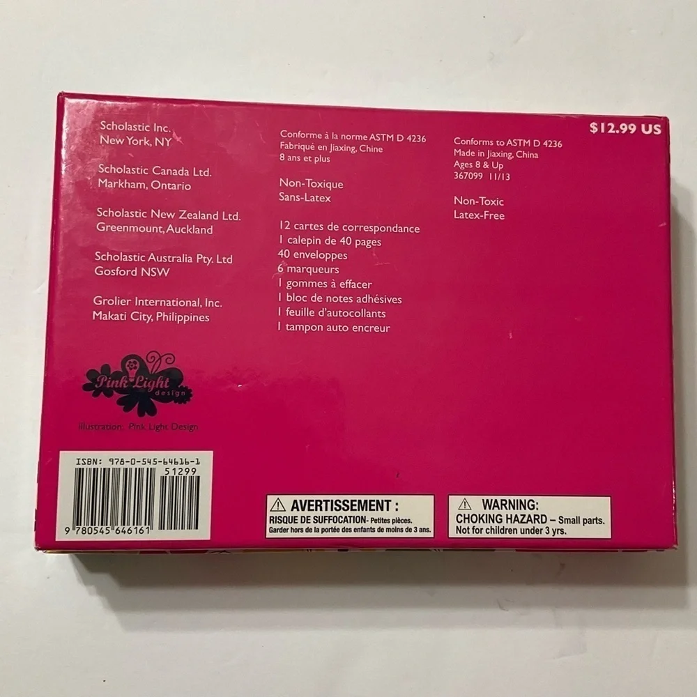 Scholastic Inc. Stationery Set Pink Light Design Ages 8 & Up Pink Turquoise